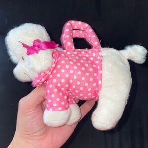 Pink Polka Dot Plush Poodle Coin Purse